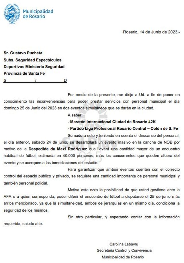 La ciudad está organizando una gran cantidad de eventos relevantes y por eso apuntaban a que Central no jugara el 25.