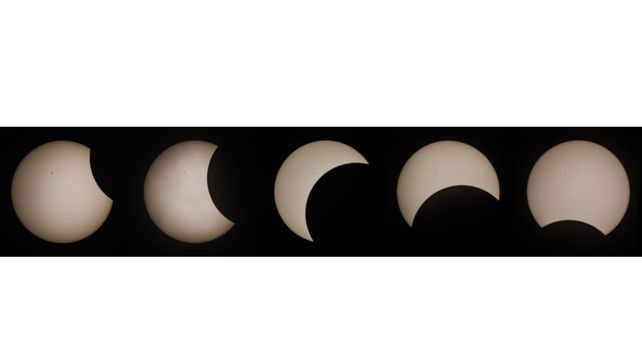 Jóvenes con ingenio y paciencia captaron el eclipse desde Paraná