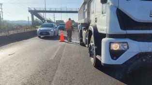 Trabajos sobre el puente de la ruta 168