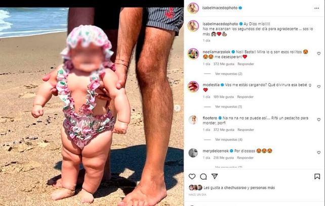 La foto que colgó Isabel Macedo en su Instagram de su hijita Julia, de 7 meses, y disparó comentrarios gordofóbicos.