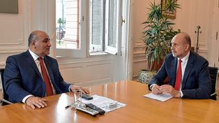 El gobernador Omar Perotti y el Jefe de Gabinete, Juan Luis Manzur&nbsp;
