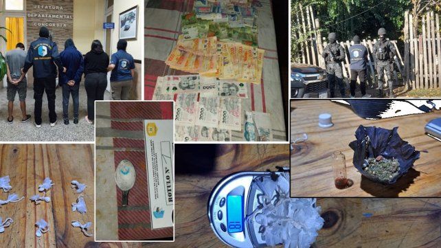 Una serie de allanamientos por narcomenudeo terminó con ocho detenidos y drogas incautadas en Concordia