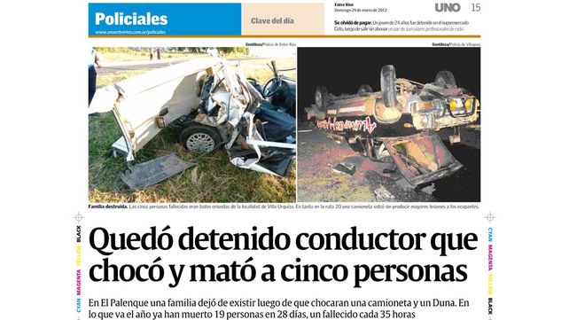 Tragedia. La sexta víctima murió cuatro meses después producto de las heridas que padeció en el choque ocurrido en la ruta 12.&nbsp;