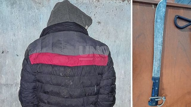El hombre detenido con el machete