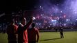 Los jugadores de Newells participaron del Banderazo en el Coloso.&nbsp;
