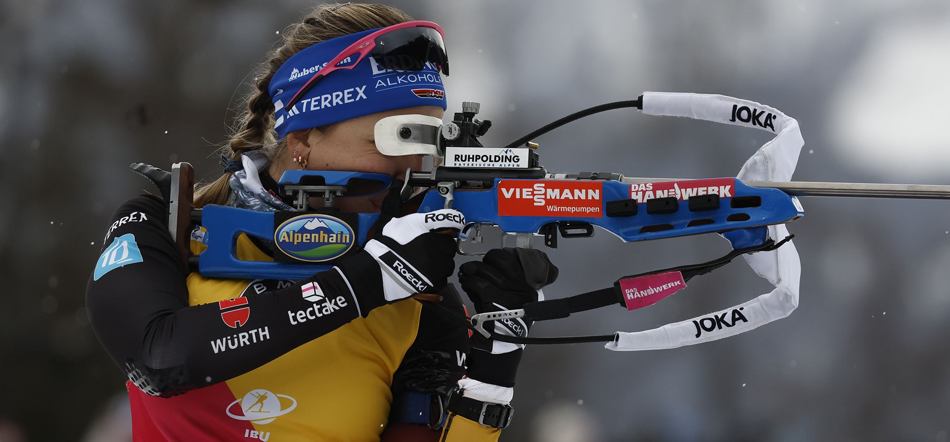 La alemana Franziska Preuss en la prueba de tiro durante una carrera de velocidad de 7,5 km de la Copa del Mundo de Biatlón femenino, en Anterselva, Italia, el jueves 23 de enero de 2025. (Foto AP/Alessandro Trovati) La alemana Franziska Preuss en la prueba de tiro durante una carrera de velocidad de 7,5 km de la Copa del Mundo de Biatlón femenino, en Anterselva, Italia, el jueves 23 de enero de 2025. (Foto AP/Alessandro Trovati)