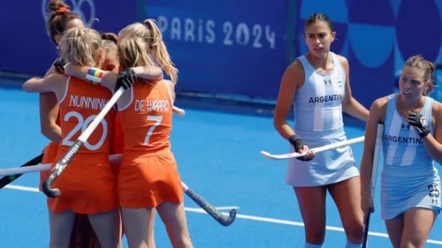 El festejo de uno de los goles de Países Bajos en el triunfo ante Las Leonas.