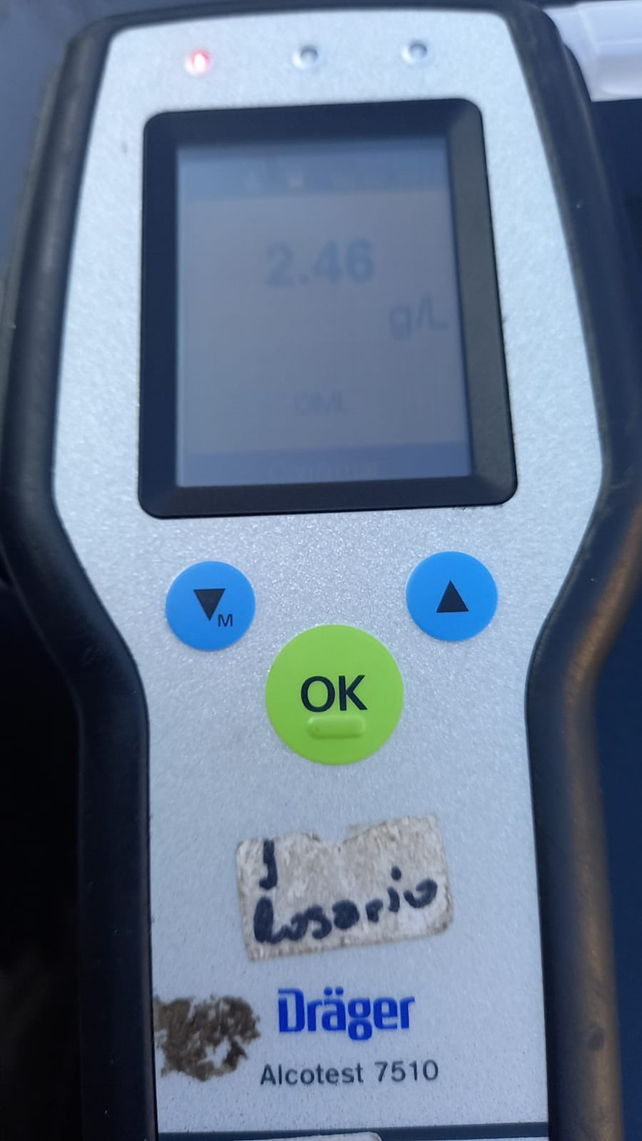 El registro en el test de alcoholemia. 