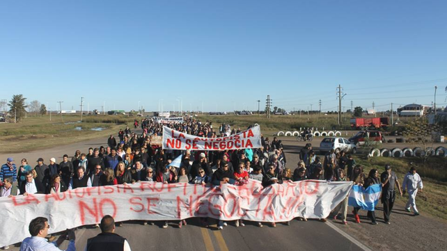 Una protesta en 2016 en la que se pidió por la autopista entre Rosario y Rufino, que sigue sin concretarse.