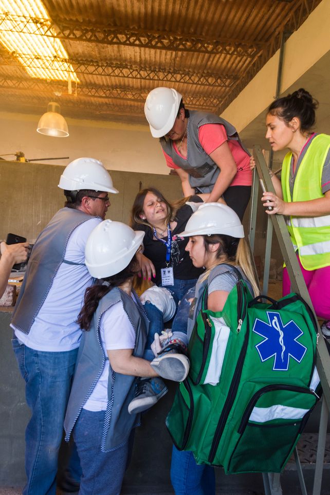 Realizaron un simulacro de emergencia en altura