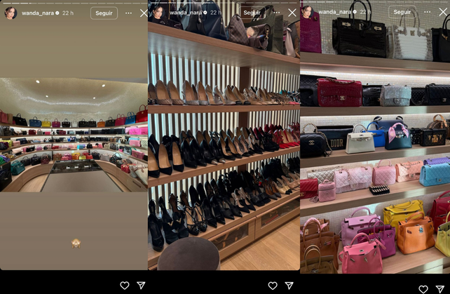 Wanda Nara le respondió a Juana Viale con unas fotografías de su colección de zapatos y carteras
