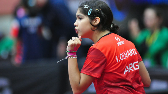 Isabella Olivarez celebra un punto. La jugadora nació en Venezuela pero representa a la Argentina.