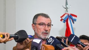 El ministro de Seguridad de la provincia, Rubén Rimoldi, en conferencia de prensa.