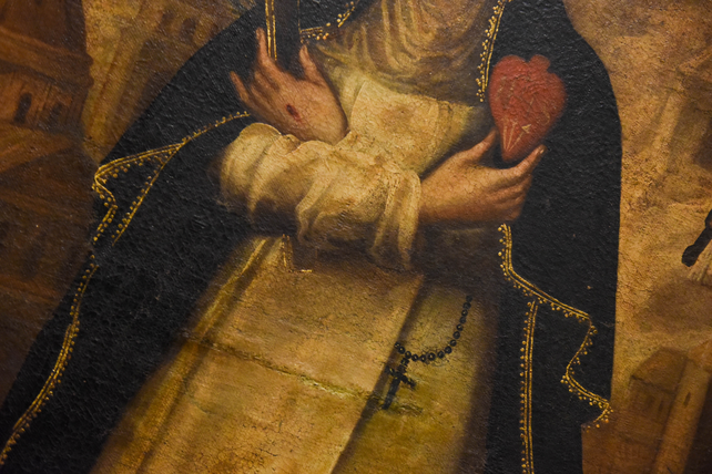 La rajadura central de la obra obra del siglo XVIII Santa Catalina de Siena, una de las que será tratada con los especialistas en el marco del proyecto. 