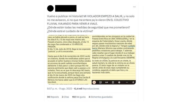 Viale: autorizaron salidas a su abusador y no le notificaron