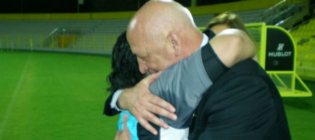 Diego Maradona recibió al mandatario santafesino en Dubai.