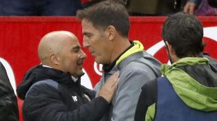 El casildense Jorge Sampaoli junto al ex Newells Eduardo Berizzo.