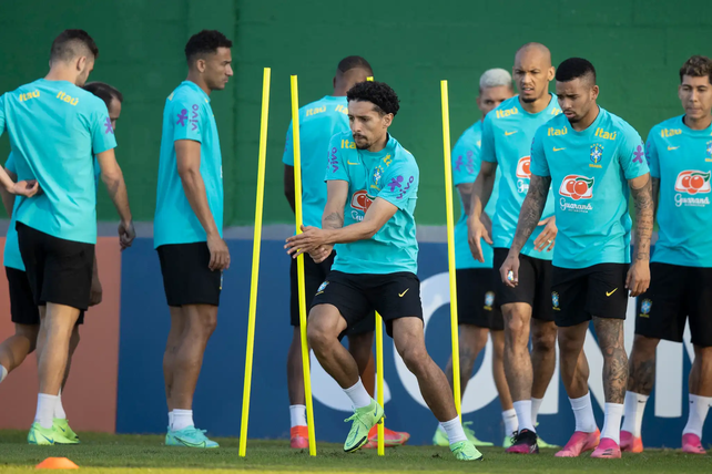 Marquinhos se entrenó diferenciado en el segundo entrenamiento de Brasil en Turín