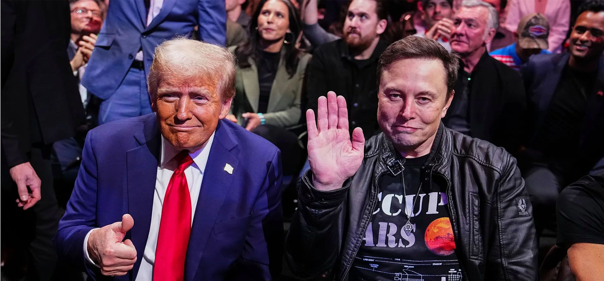 El presidente electo de Estados Unidos, Donald Trump, y Elon Musk posan para una foto durante el evento UFC 309 en el Madison Square Garden, Ciudad de Nueva York, EE. UU.. Fotografía: Jeff Bottari/Zuffa LLC El presidente electo de Estados Unidos, Donald Trump, y Elon Musk posan para una foto durante el evento UFC 309 en el Madison Square Garden, Ciudad de Nueva York, EE. UU.. Fotografía: Jeff Bottari/Zuffa LLC
