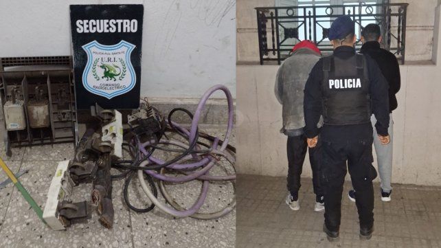 Los elementos recuperados que habían robado en la empresa y los ladrones detenidos
