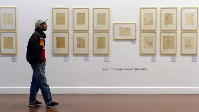 Recorrida.&nbsp; La sala mayor del Castagnino está ocupada por las 64 obras de pequeño formato enviadas desde Italia.