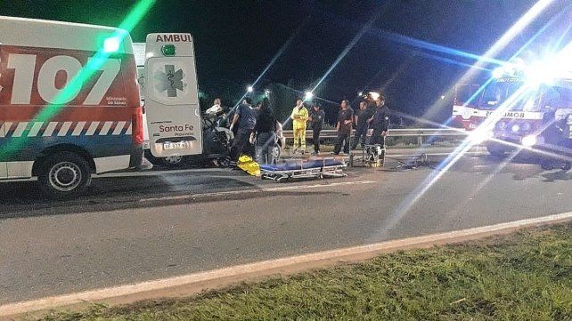 Violento choque en la autopista Rosario Santa Fe.