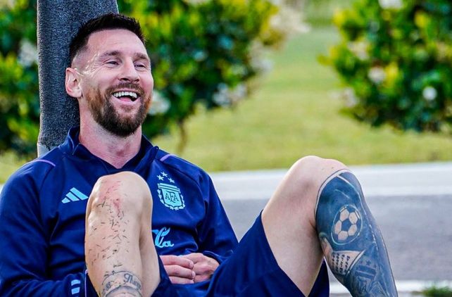 La felicidad de Lionel Messi en la práctica de la selección de cara a la doble fecha de Eliminatorias.
