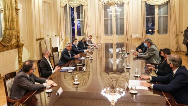 Representantes del CAA en una de los encuentros mantenidos con el presidente Alberto Fernández