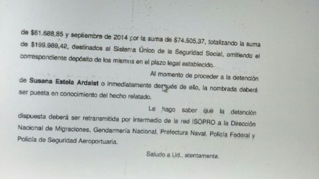 Deudas previsionales. En la documentación se hace saber el motivo de la causa judicial.