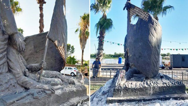El monumento a los caídos en Malvinas quedó con evidentes signos de vandalismo tras la Fiesta Nacional del Mate