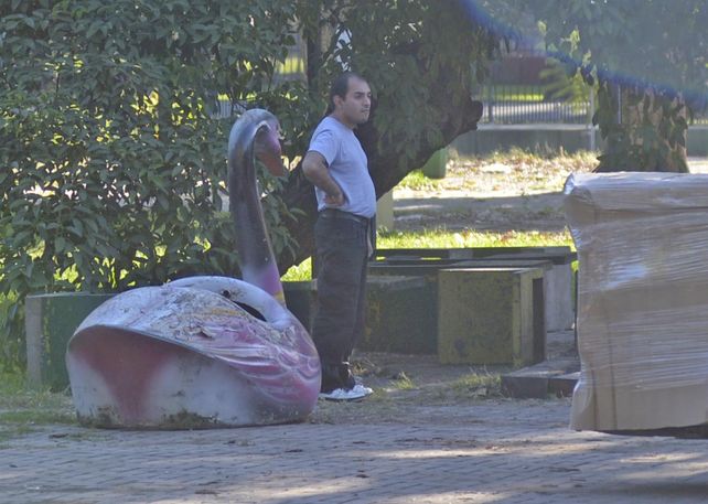 En algunos sectores del parque había animales de enorme tamaño como decoración especial.