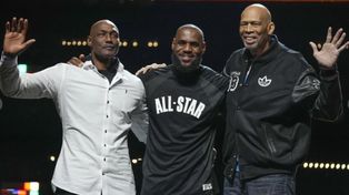 Estrellas de la NBA. Karl Malone, LeBron James y el legendario Kareem Abdul-Jabbar.