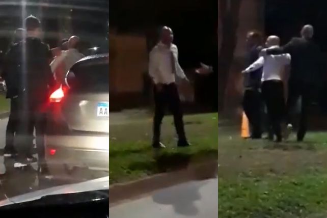 El momento. Sampaoli fue retirado por allegados tras discutir con inspectores de tránsito.