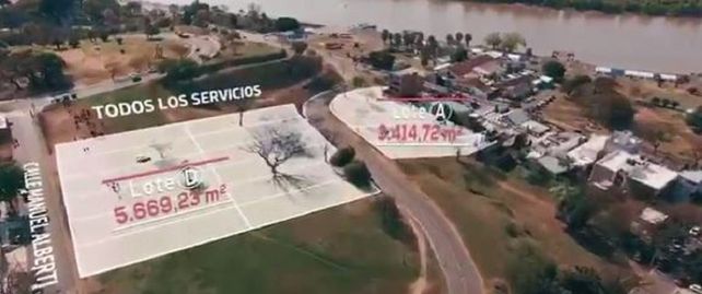 Los lotes que salieron a la venta sobre la barranca frente al Patito Sirir&iacute;.