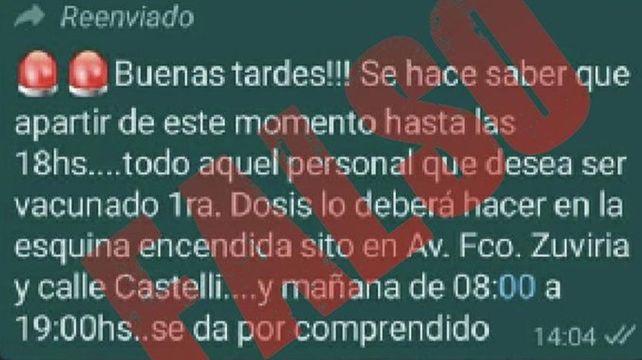 El falso mensaje que circula en redes sociales sobre la vacunación de personal policíal