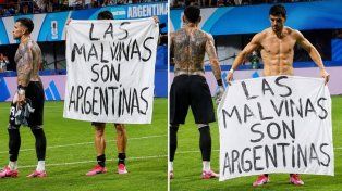 La bandera que mostraron los jugadores: Las Malvinas son argentinas