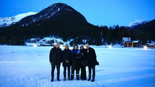 El presidente Javier Milei y el resto de la comitiva argentina, en la ciudad suiza de Davos.&nbsp;