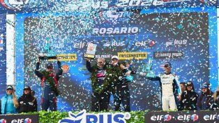 El festejo de Canapino en el podio de Rosario&nbsp;