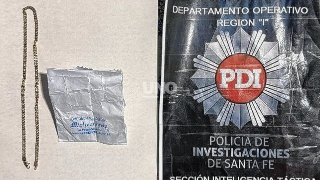 Recuperan joyas: la PDI secuestró una cadena de oro en allanamientos por robos a mujeres mediante engaños.