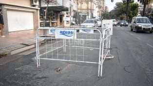 Hundimiento en Bulevar Gálvez frente a la Estación Belgrano.