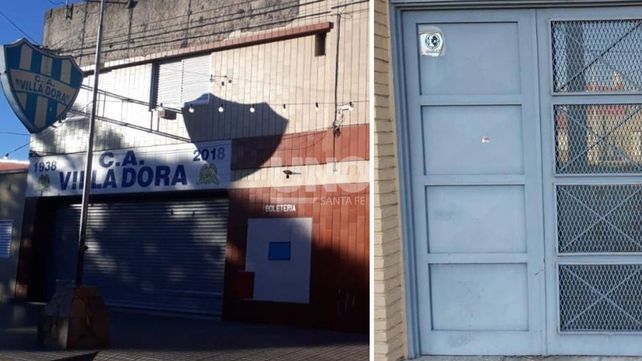 El frente del Club Villa Dora presenta balazos