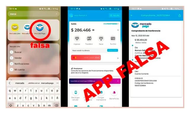 Parecida a la original. El diseño de la billetera virtual trucha ha hecho caer a varios comercios en la trampa.