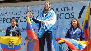 Candela Giordanino se consagró campeona Sudamericana Juvenil de aguas abiertas.
