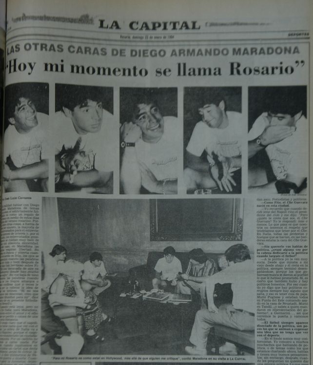 Portada de la nota a Diego Maradona en la tapa de la sección Deportes.