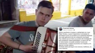 Acordeonista fue impedido de tocar en la peatonal: el intendente salió en su defensa
