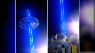 Video: captan el momento en el que se desploma un juego en un parque de diversiones