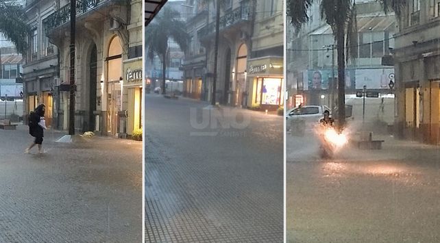 Así estaba la peatonal durante la tormenta.&nbsp;
