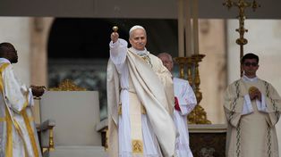El papa León XIV durante la celebración de la misa de entronización.&nbsp;