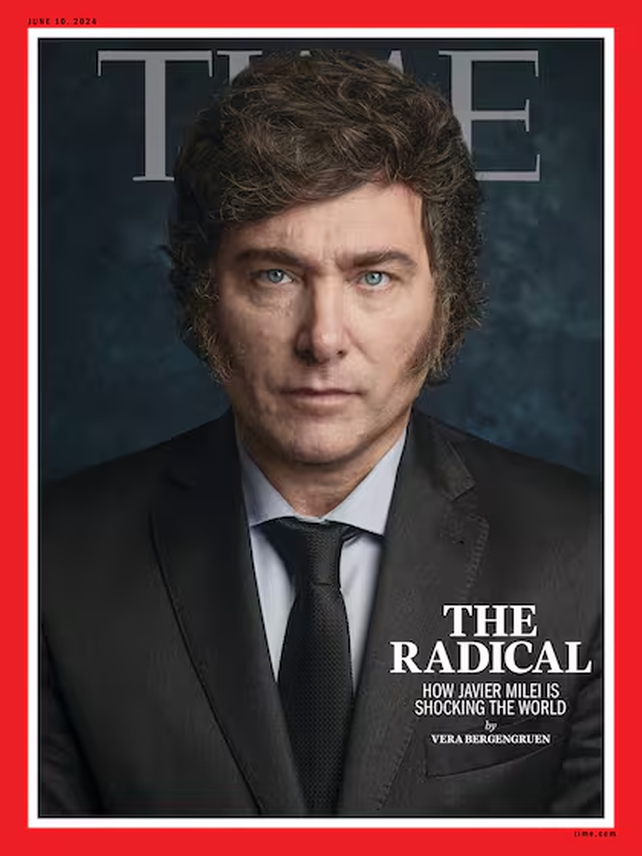 Milei, en la portada de la histórica revista estadounidense Time. 
