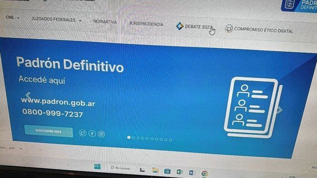 Padrón electoral para las Paso nacionales del 13 de agosto
